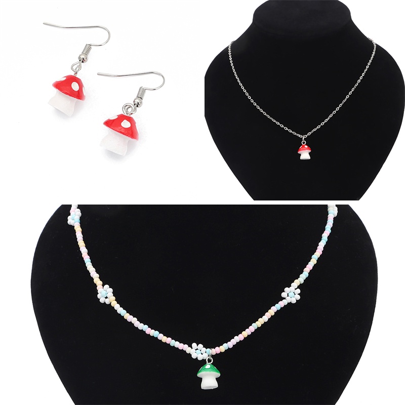 Set 6 mặt dây chuyền hình cây nấm bằng resin xinh xắn dùng làm trang sức diy