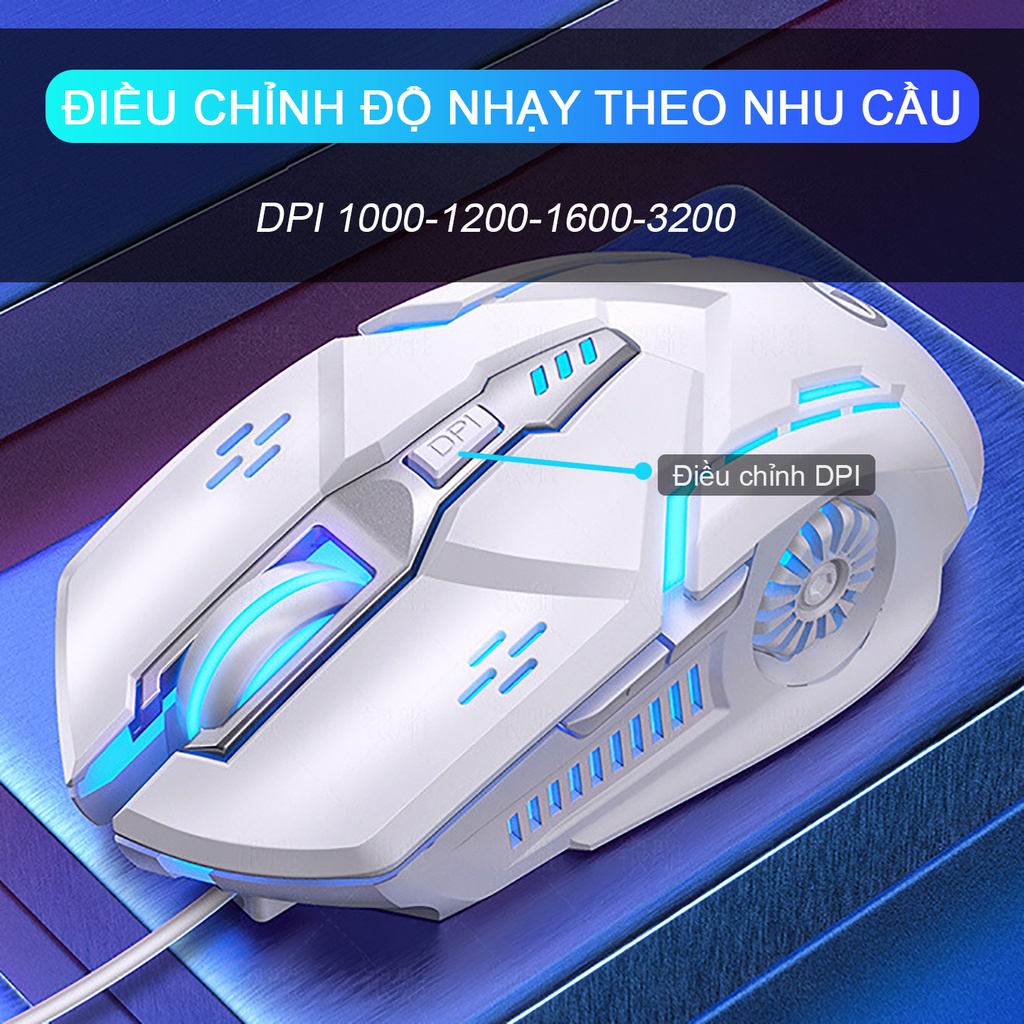 Chuột máy tính gaming có dây SIDOTECH G5 Led Rgb 6 nút bấm DPI 3200 tuổi thọ cao cho game thủ văn phòng