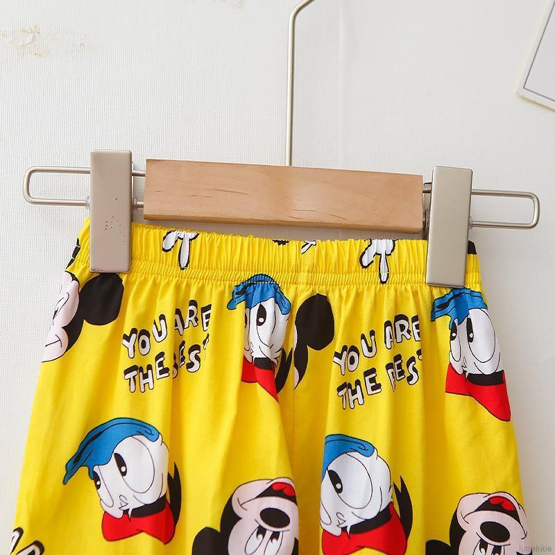 Bộ Pijama Dài Tay In Hình Chuột Mickey Dễ Thương Cho Bé Từ 0-6 Tuổi