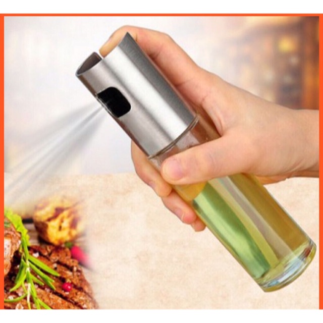 Bình xịt dầu ăn 100 ml ❤️ RẺ VÔ ĐỊCH ❤️ Chai đựng dầu ăn thuỷ tinh nắp inox thiết kế dạng xịt thông minh
