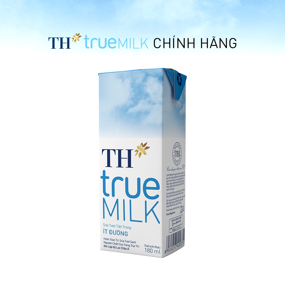 Thùng 48 hộp sữa tươi tiệt trùng ít đường TH True Milk 180ml (180ml x 48)