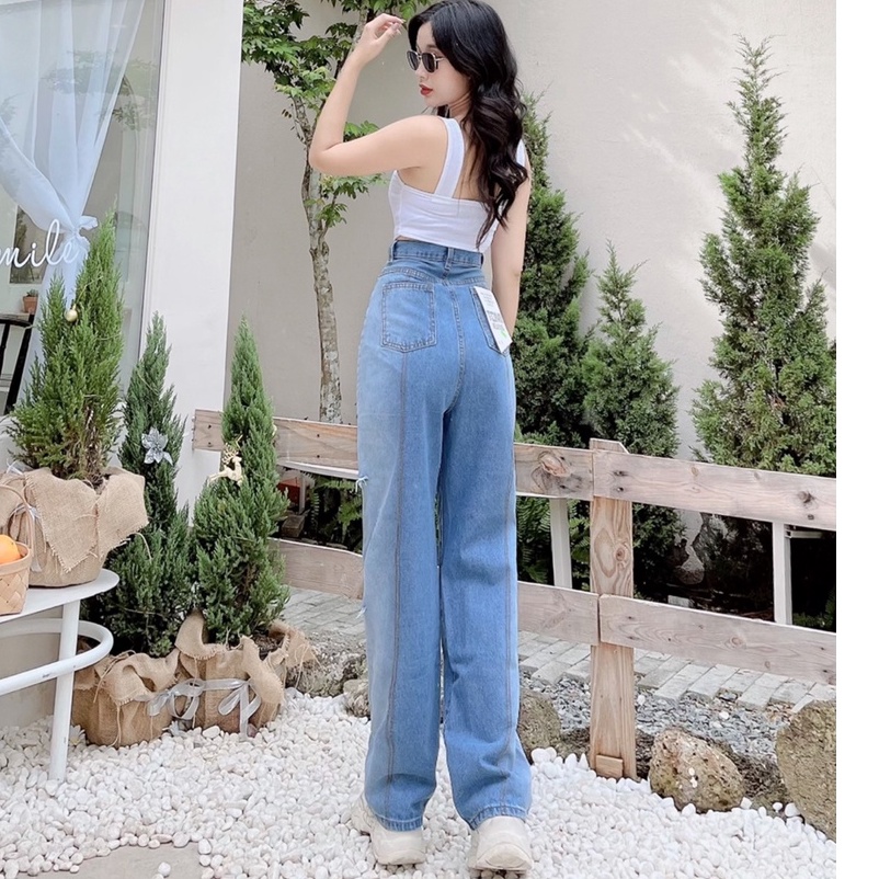 [ VIDEO HƯ KHÔNG ] QUẦN JEANS ỐNG RỘNG NỮ LƯNG CAO LOANG MÀU CHỈ RÁCH LAI CUỐN FORM CHUẨN SIÊU ĐỈNH FORM DÁNG CHUẨN CHỈ