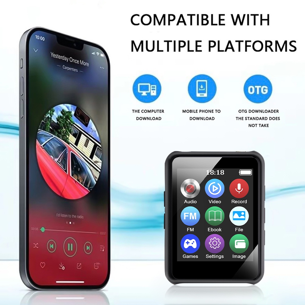 Máy nghe nhạc VIRWIR Mp3 màn hình 1.77 inch âm thanh Hifi có phụ kiện cao cấp