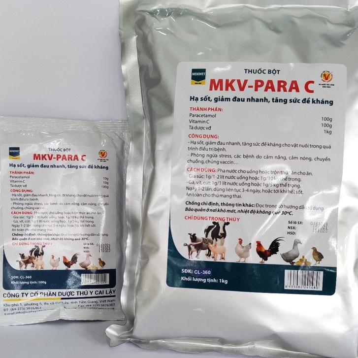 MKV P A R A C 1KG ha sot, giam dau tang suc de khang cho gia suc, gia cam