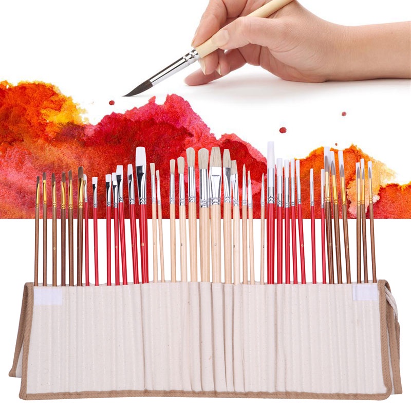 Set 38 Cọ Vẽ Màu Nước Acrylic 3 Phong Cách Nhỏ Gọn Tiện Lợi