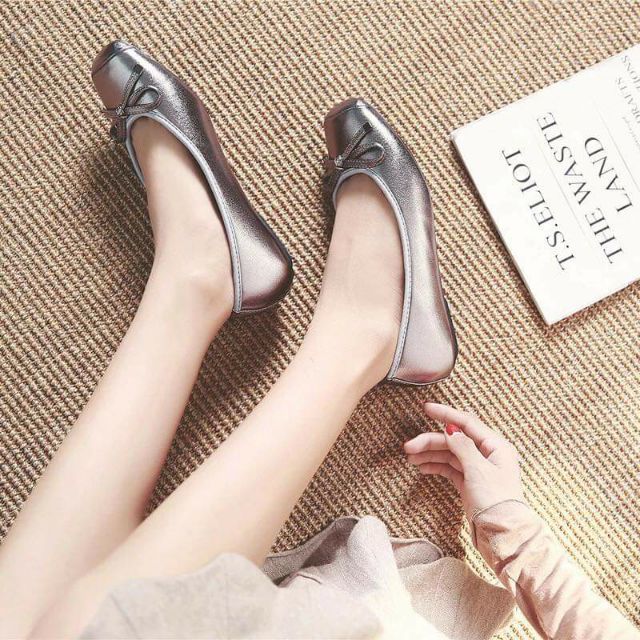 Giầy bệt nơ mũi vuông sẵn vàng 37 , đen 37 , vàng 36  hagauorder hagauorder | BigBuy360 - bigbuy360.vn