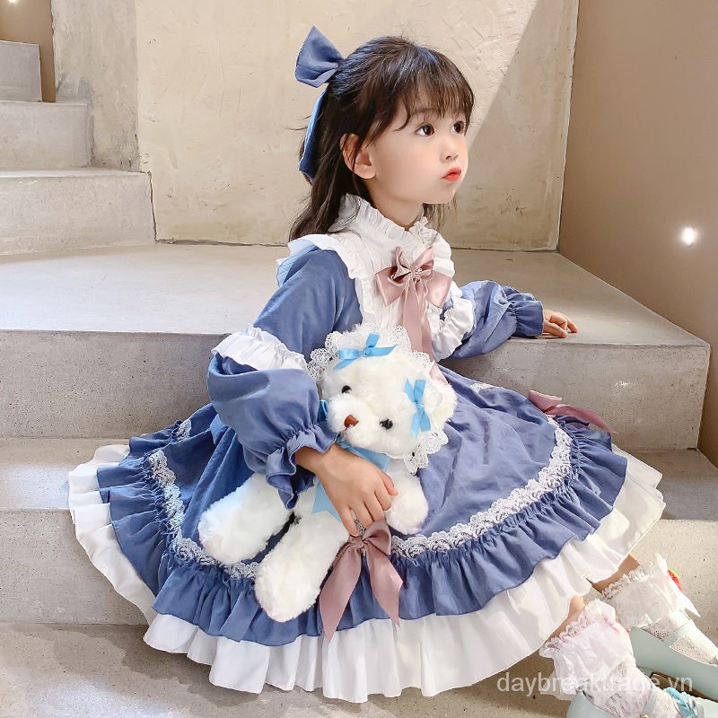 Đầm công chúa phong cách lolita phương Tây thời trang mùa đông mới cho bé gái