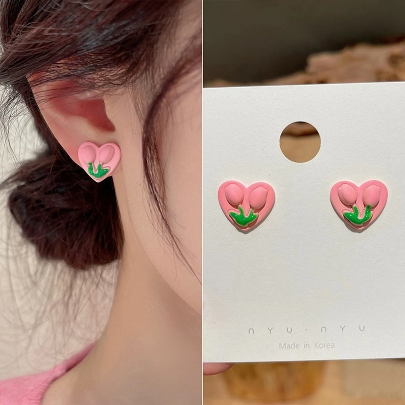 Bông Tai S925 Hình Hoa Tulip 3 Phong Cách Dễ Thương Cho Nữ