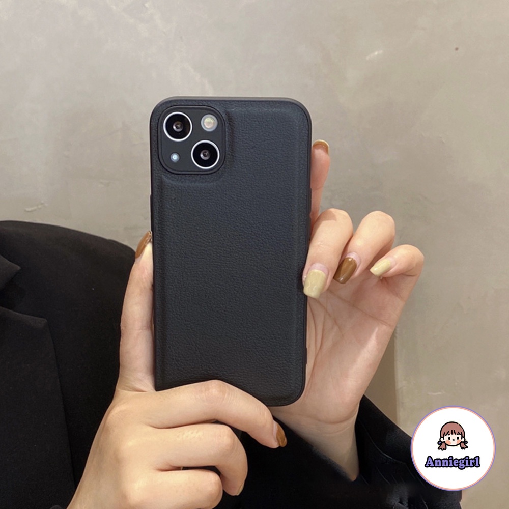 Ốp điện thoại giả da mềm màu trơn chống bám vân tay thích hợp cho iPhone 11 7Plus 8Plus XR 13 12 Pro Max