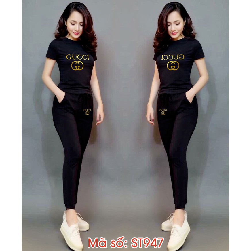 Set nguyên bộ đồ thun quần dài tay ngắn