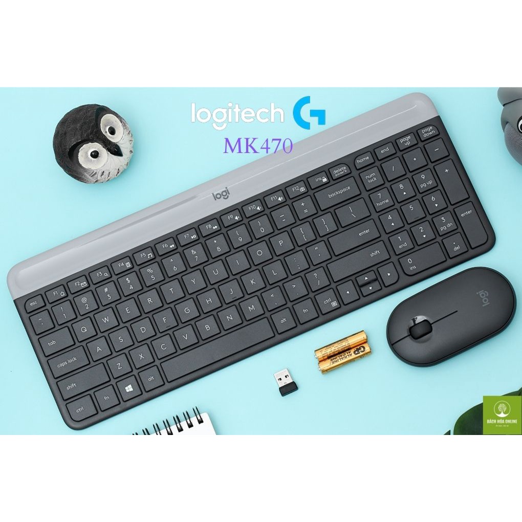 Bộ Bàn Phím Chuột Không Dây Logi MK470 Đen Hàng Chính Hãng Bảo Hành 12 Tháng