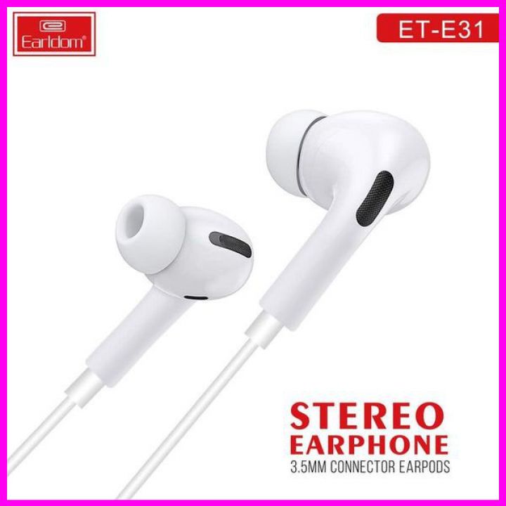 Tai nghe có dây Earldom ET-E31 - Có Mic đàm thoại - Đệm tai cao su chống ồn