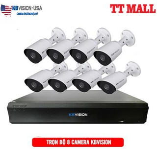 Trọn bộ 8 camera KBVISION Full HD 1080p - chính hãng+ ổ cứng tùy chọn + đầy đủ phụ kiện+ khuyễn mãi mỗi camera 20m dây