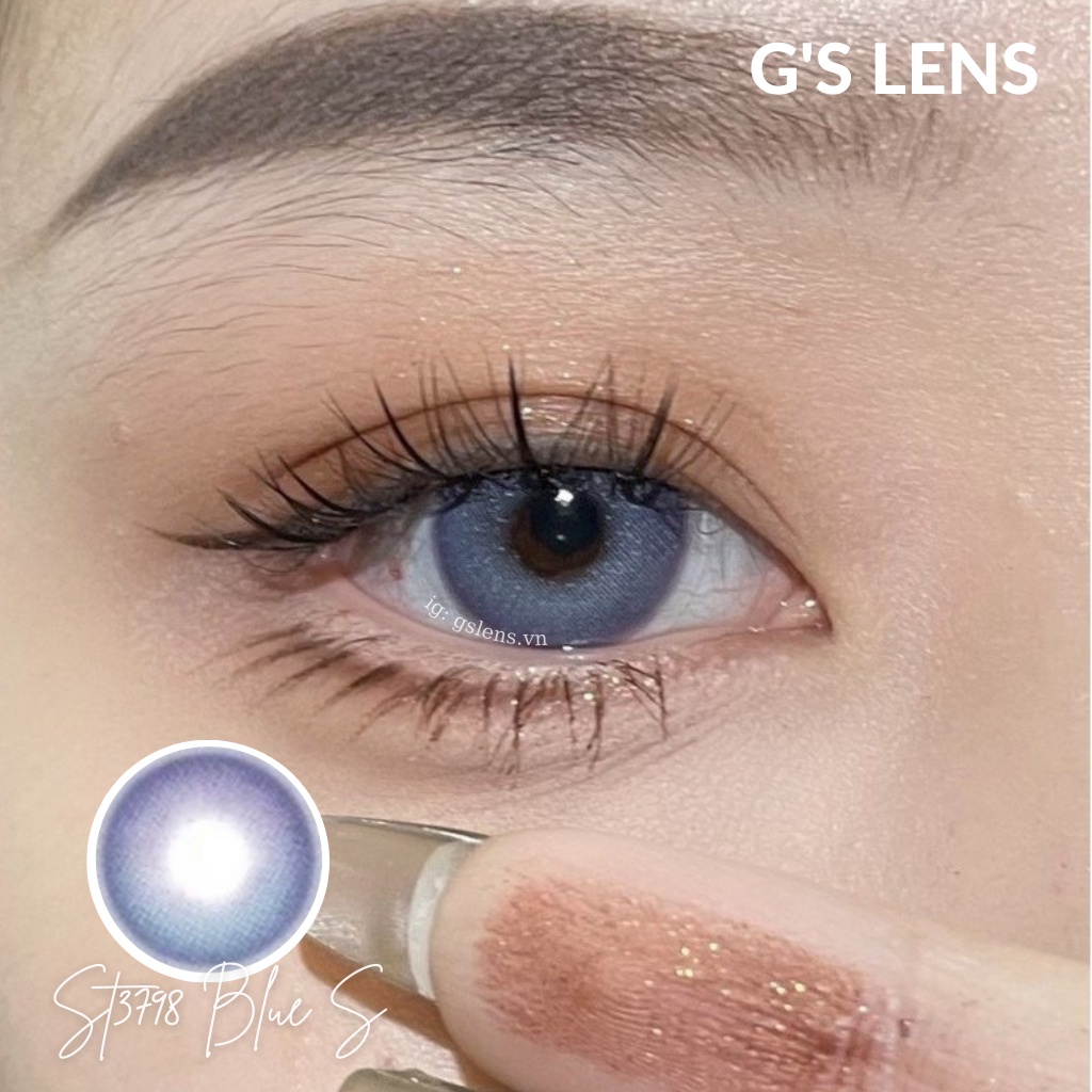 Lens Mắt Kính Áp Tròng Xanh Tím Hot Trend Douyin Giãn Ít Size S 14.2mm Có 0 Đến 6 Độ Cận St3798 Blue