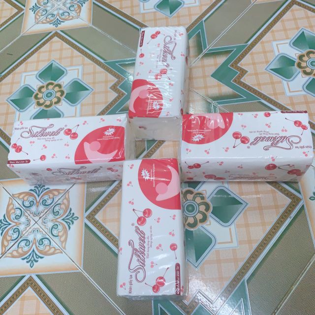 W2 Combo 4 gói Khăn giấy rút silkwell 280 tờ Cherry đỏ 45 8