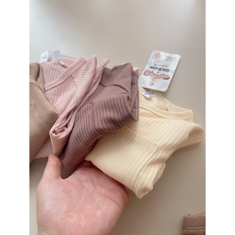Bộ Dài Tay Có Túi Áo Chất Cotton Tăm Cực Mềm MỊn Cho Bé