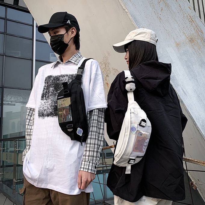 Túi Đeo Chéo vải Oxford siêu bền thời trang nam nữ Bear Bag Kuu Clothes Màu Bạc chống thấm nước tùy ý điều chỉnh