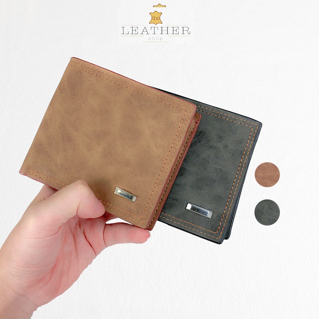 Ví nam dáng đứng ngang cầm tay nhiều ngăn mini đẹp bóp da nam thời trang cao cấp nhỏ gọn giá rẻ Leather V623