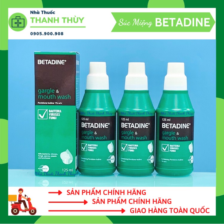 Nước Súc Miệng BETADINE Gargle &amp; Mouth Wash [Chai 125ml] Dùng Hàng Ngày Để Vệ Sinh Khoang Miệng