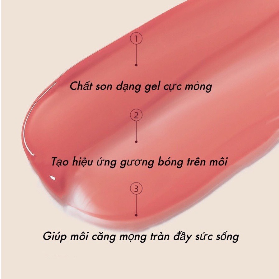 Son tint bóng con nhím GOGO TALES CAPPUVINI Water Light Sweet Ripple Lip Gloss Air GogoTales làm đôi môi căng mọng