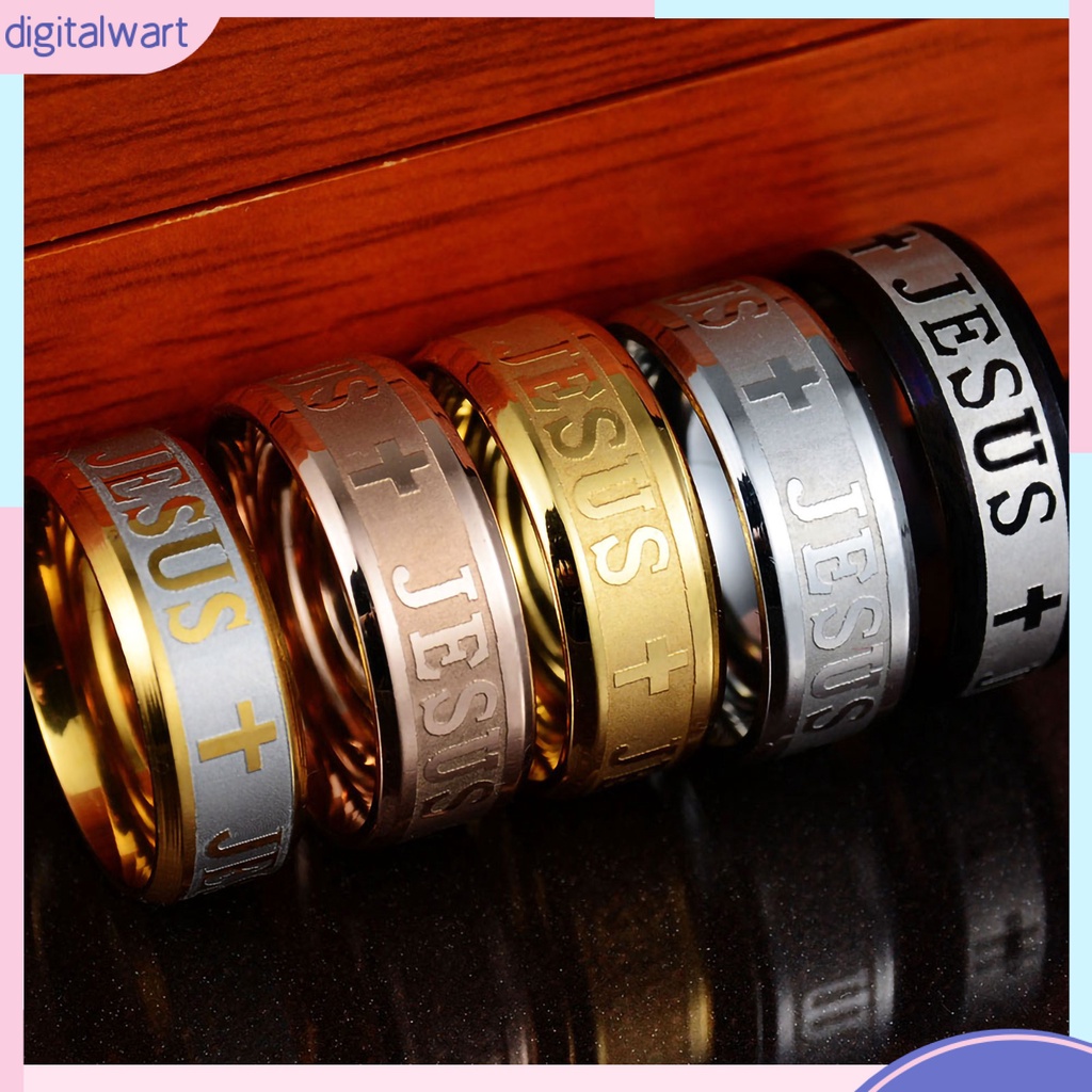 Nhẫn inox khắc chữ Jesus và chữ thập thời trang cho nam nữ