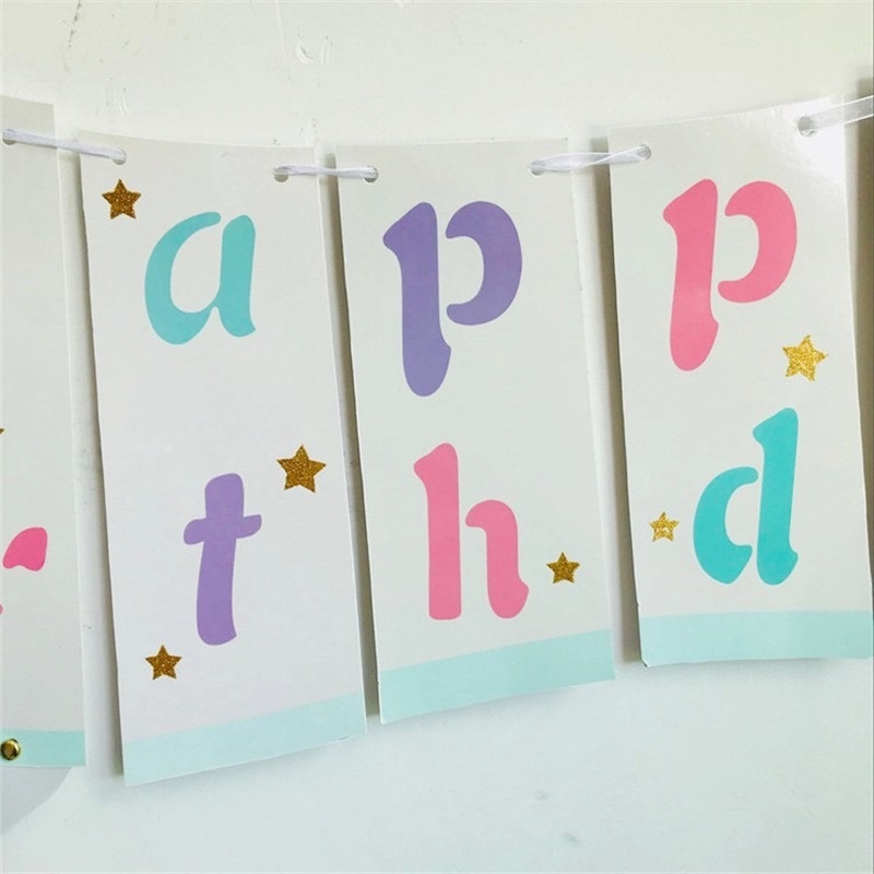 1 Set Dây Cờ Kỳ Lân Kim Tuyến Màu Hồng Trang Trí Tiệc Sinh Nhật Cho Bé