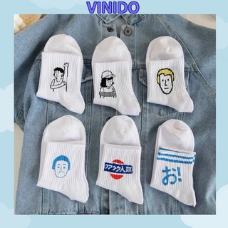 Tất Cổ Cao Vinido Dày Dặn In Hình Cá Tính Nhiều Màu MT01