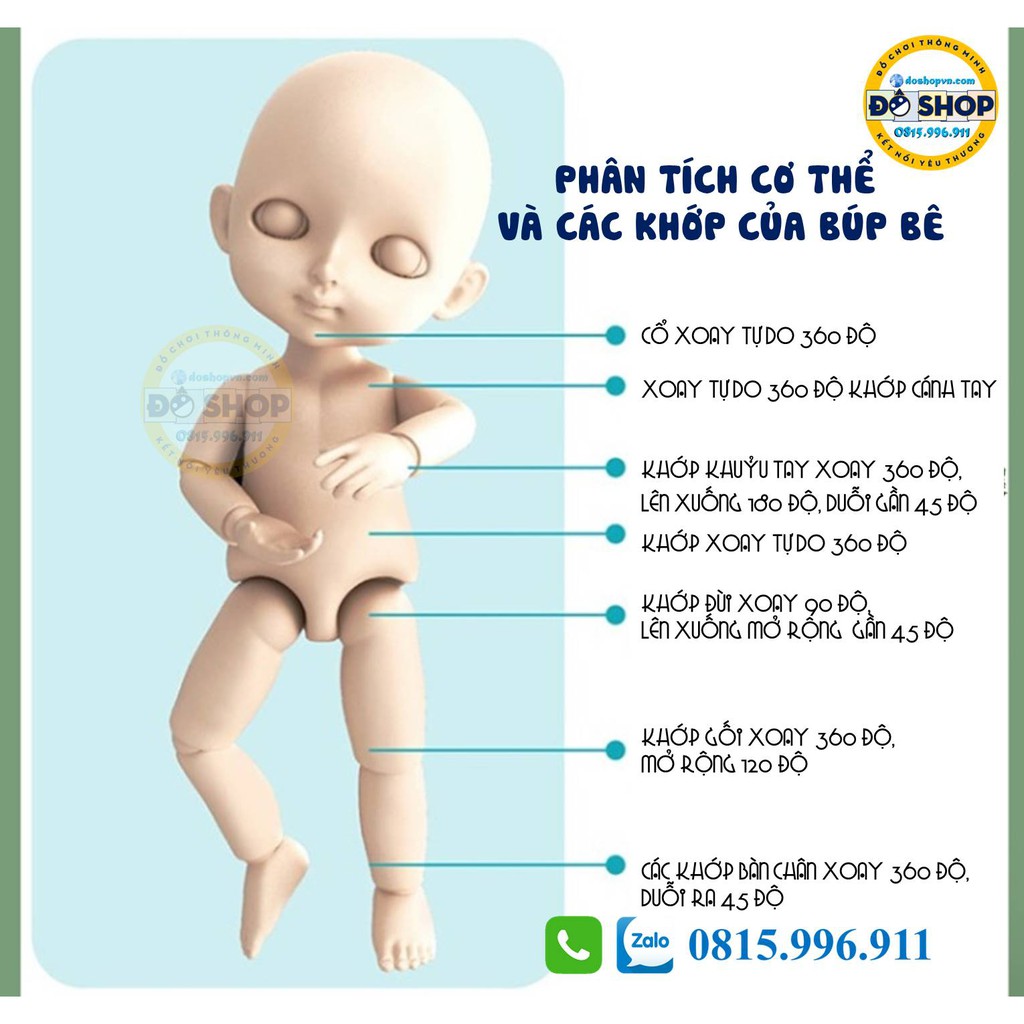 Búp Bê Cao Cấp Dễ Thương BJD 13 Khớp 16CM BB15 - Đô Shop