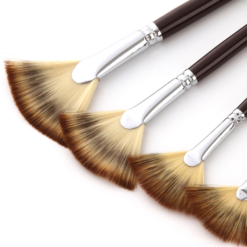 Set 6 Cọ Vẽ Tranh Sơn Dầu Nghệ Thuật DIY Hình Quạt Tay Cầm Bằng Sợi Nylon