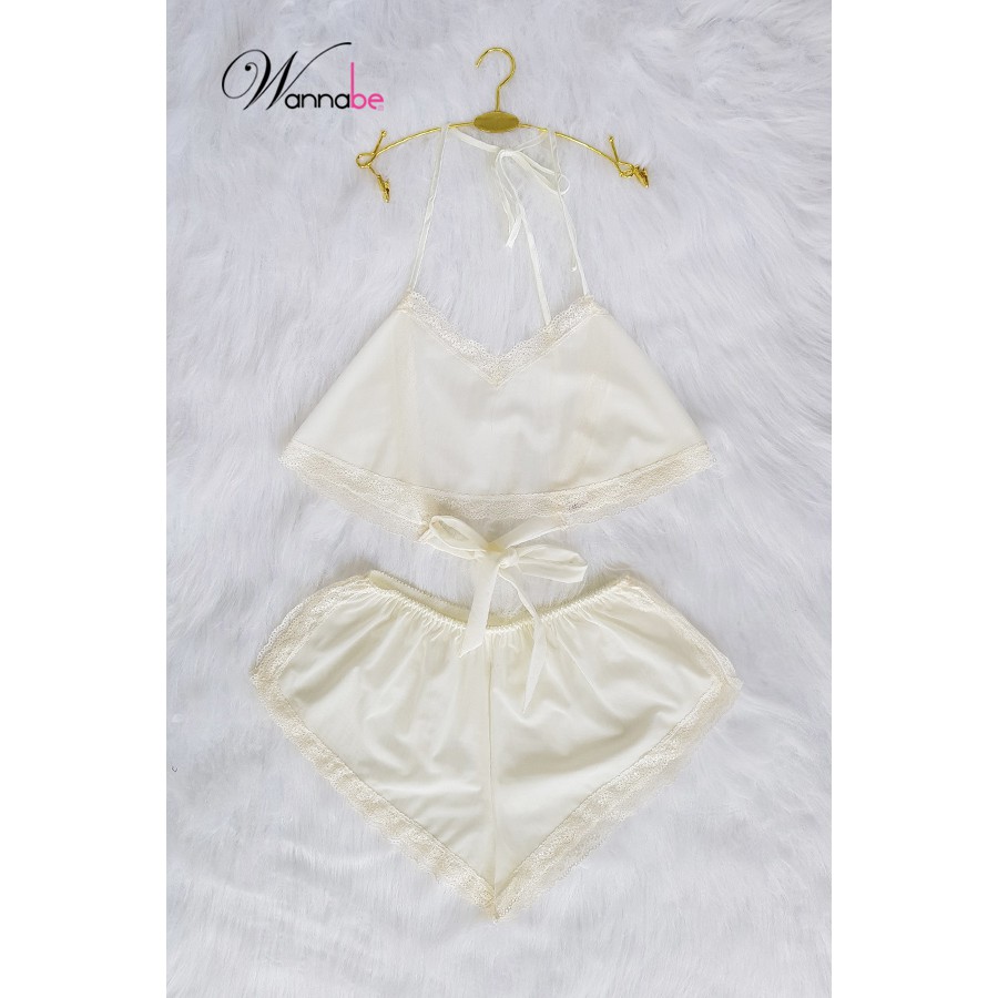 Đồ bộ mặc nhà sexy wannabe bsc04 kiểu dáng áo yếm quần tim gợi cảm quyến rũ