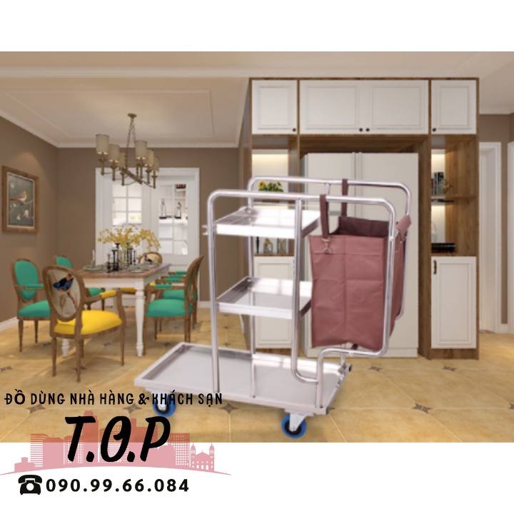 Xe Đẩy Dọn Vệ Sinh Inox, Xe làm vệ sinh công nghiệp inox