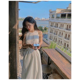 ĐẦM MAXI TRẮNG DÂY ĐAN CHÉO LƯNG