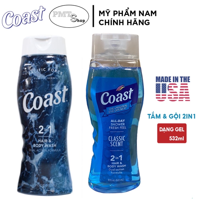 Sữa tắm gội nam 2in1 Coast Hair & Body Wash Classic Scent 532ml Pacific Force