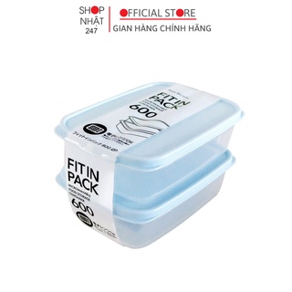 Set 2 hộp nhựa đựng thực phẩm Sanada Fitin Pack 600ml nắp dẻo nội địa Nhật Bản