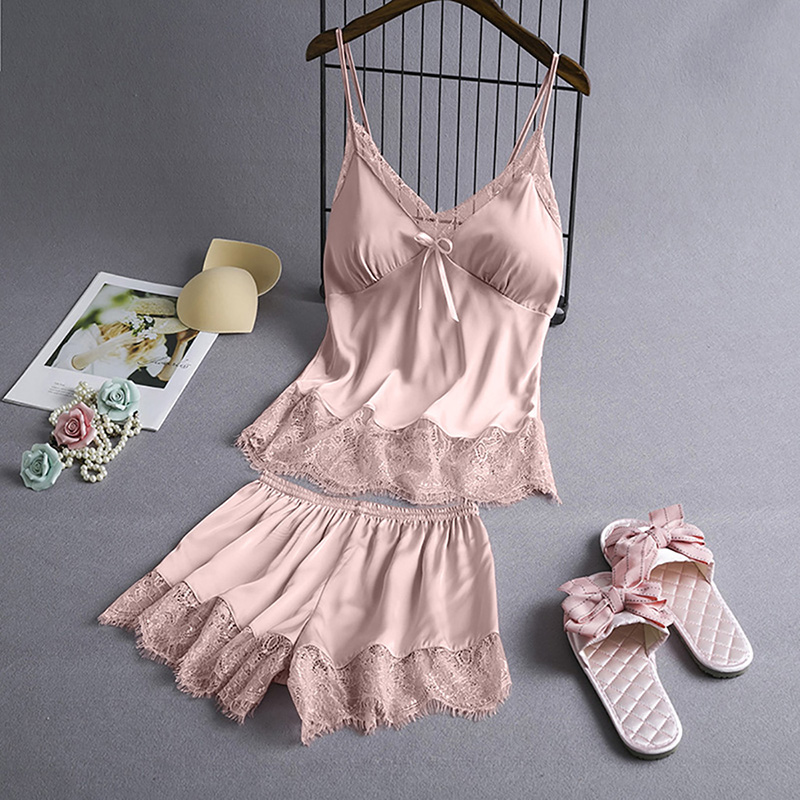 Set Đồ Ngủ Áo Dây Cộc Tay + Quần Short Lưng Cao Quyến Rũ Cho Nữ | BigBuy360 - bigbuy360.vn