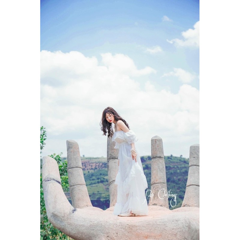 Đầm maxi bẹt vai sexy quyến rũ kèm ảnh thật