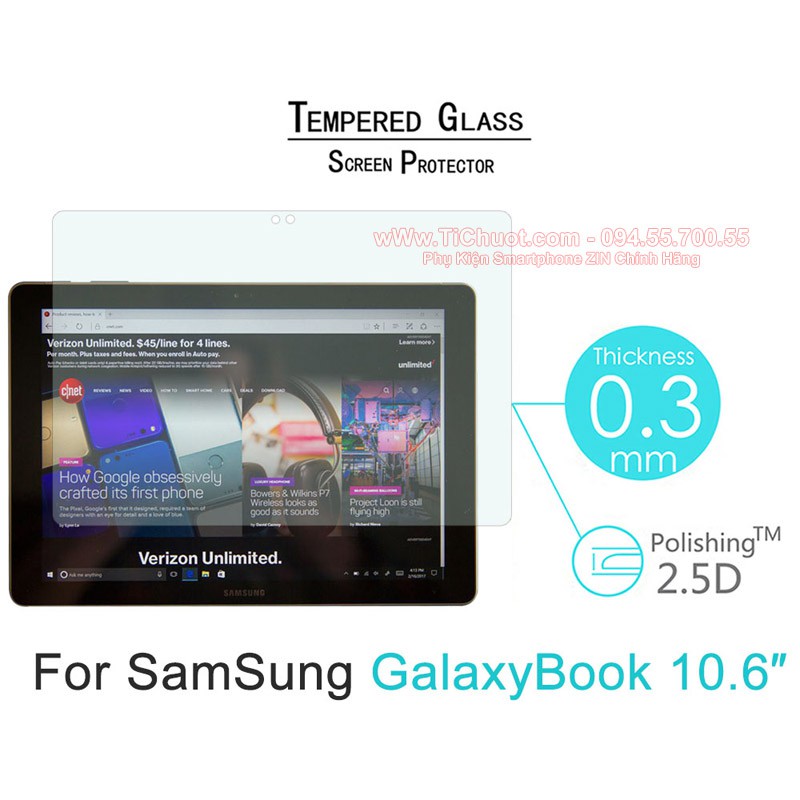 Kính CL MTB Samsung Galaxy Book 10.6&quot; Cường Lực 9H-2.5D-0.26mm Trong Suốt