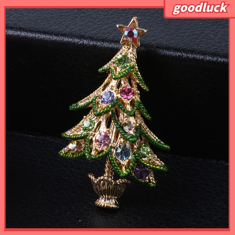 Trâm Cài Áo Hình Cây Thông Giáng Sinh Có Đính Đá Cho Nữ