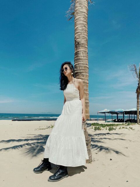 Đầm maxi cổ yếm tầng | BigBuy360 - bigbuy360.vn