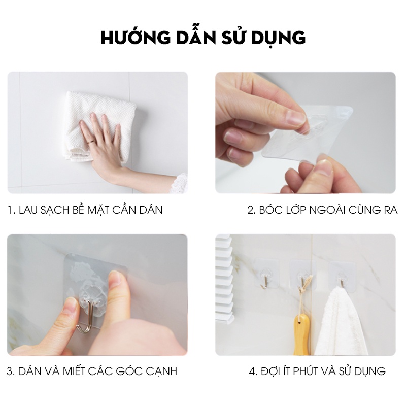 Móc Treo Dán Tường Siêu Dính Chịu Lực Đa Năng Dùng Treo Tranh Ảnh Đồ Dùng Phòng Bếp Phòng Khách Phòng Làm Việc Bàn Tủ