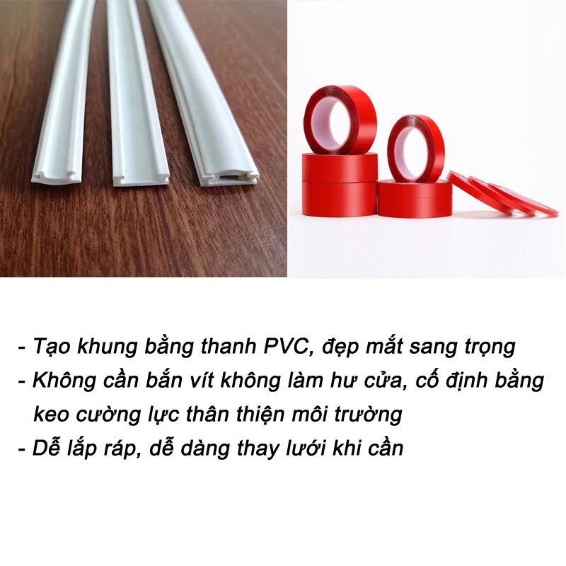 COMBO Khung cố định Lưới Chống muỗi côn trùng lắp ráp tiện lợi Thế hệ mới