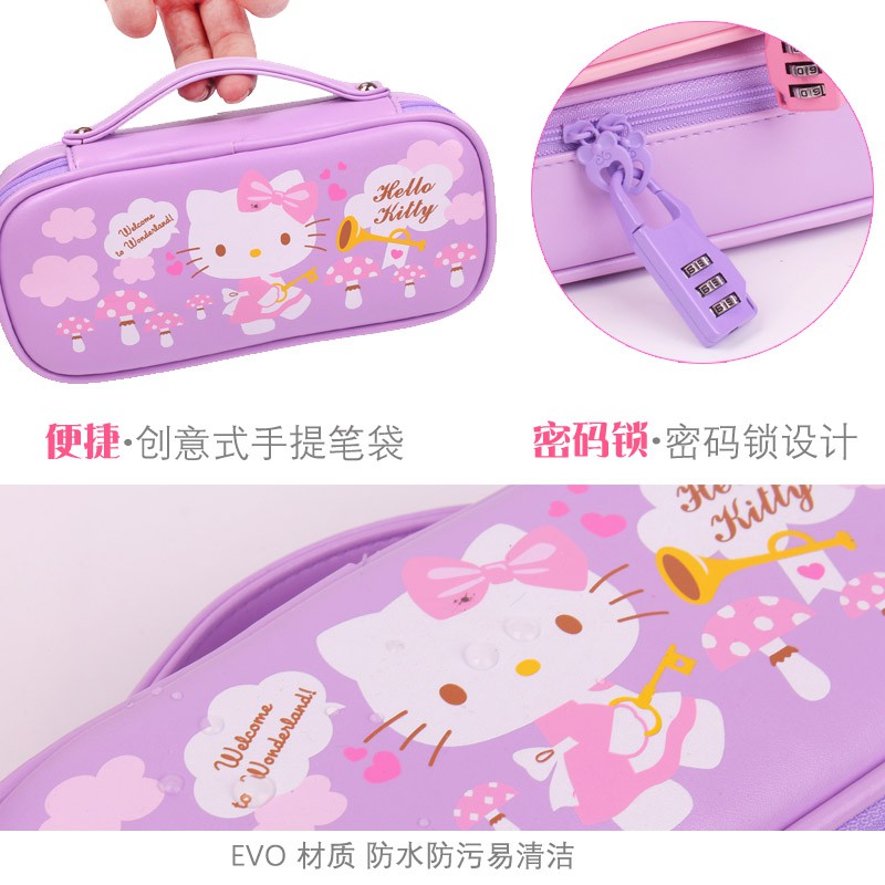 Hộp Bút Cỡ Lớn Hình Hello Kitty Xinh Xắn Có Khóa Mật Khẩu