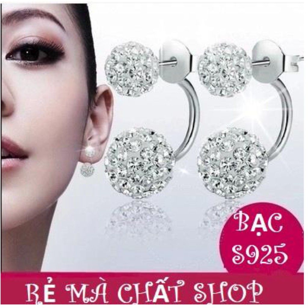 Bông Tai Bông Zircon Bạch Tuyết Đôi Sang Trọng Dịu Dàng BTBAC2SHAMBOOBALL09