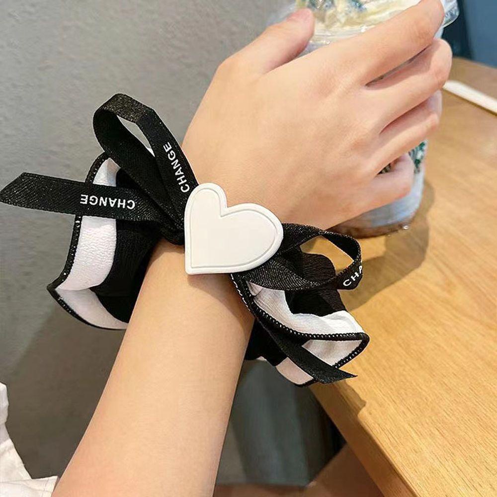 IVORY Dây Cột Tóc Co Giãn Hình Trái Tim In Chữ Thời Trang Cho Nữ