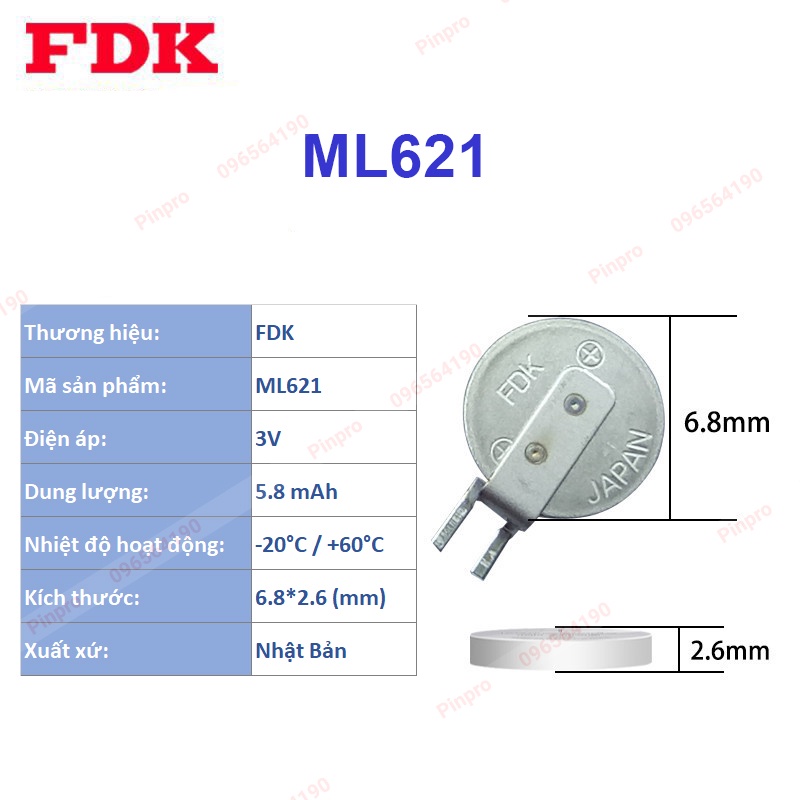 Pin sạc FDK ML621 3V chính hãng 1 viên ML621-TZ1