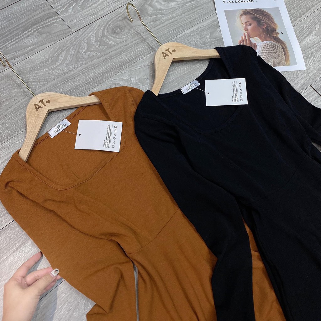 [Mã SKAMSALE06 giảm 10% tối đa 100K đơn 150K] Bán sỉ Váy cổ vuông dáng xoè 2 màu đen,nâu | BigBuy360 - bigbuy360.vn