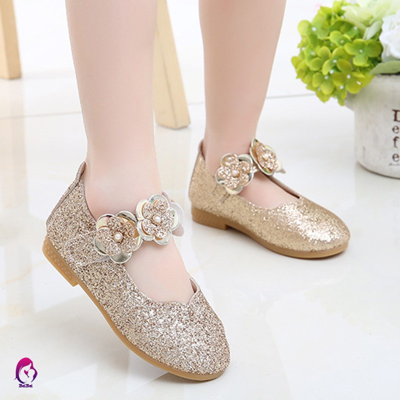 Giày công chúa đính hoa đế mềm chống trượt xinh xắn cho bé