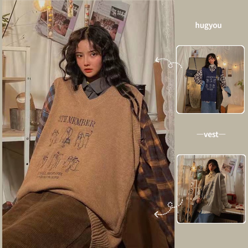 Áo len không tay cổ chữ v thiết kế mới thời trang phong cách Hàn Quốc cho nữ