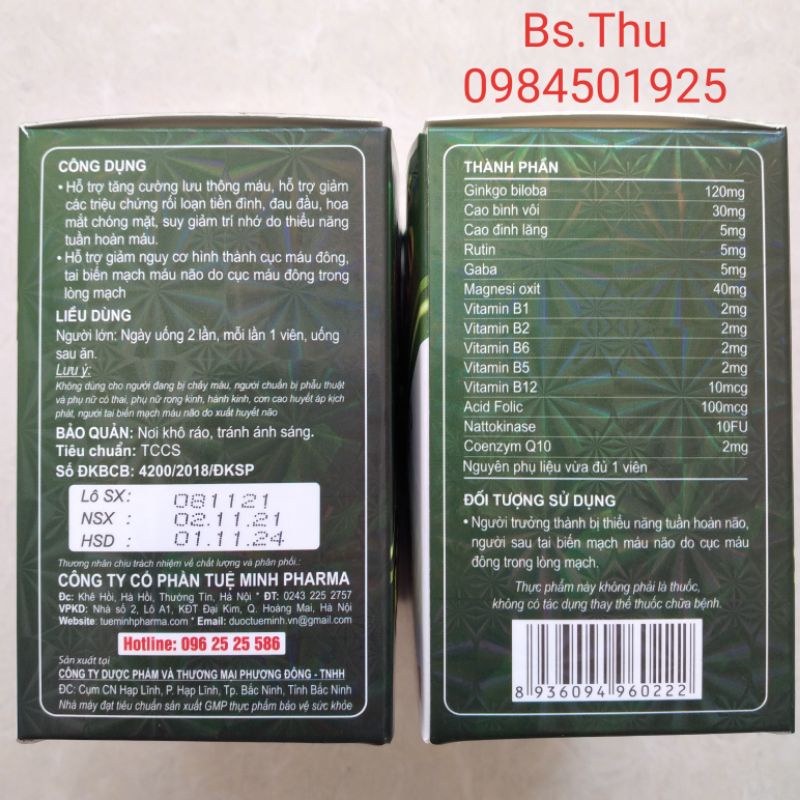 GINKOVIMAX GOLD Coenzym Q10 (hộp 100viên gingkovimax ) hỗ trợ tăng cường tuần hoàn máu
