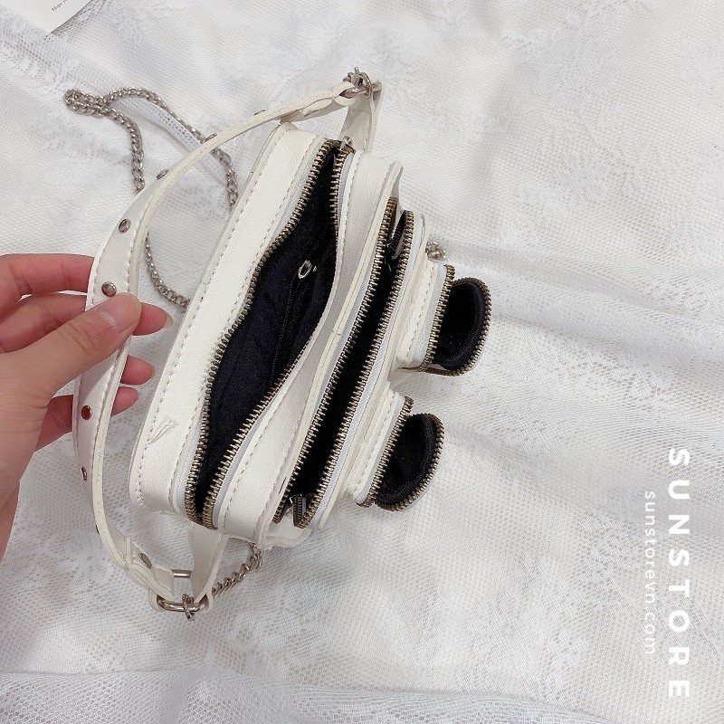 Túi đeo vai và đeo chéo phong cách unisex 2 màu đen và trắng ulzzang